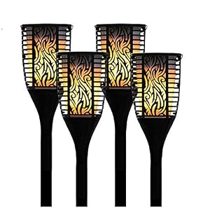 Theater Solutions TT100 Fully Wireless 240 Watt Rechargeable Battery Bluetooth Tiki Torch Speaker 4 Pack Lanterns Link…