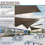 Windscreen4less IFD161616 Sun Shade Sail Canopy with Commercial Grade (3 Year Warranty) Customized Sizes Available 16' x 16' x 16', Brown