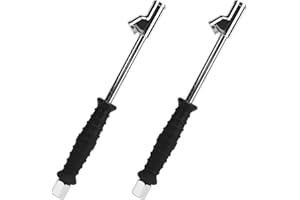 1/4 FNPT Extended Reach Dual Head Air Chuck, 2 Way Connection 9.55in Straight Foot Air Chuck with Rubber Handle, Tire Chuck f