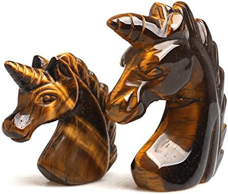 Natural Quartz Crystal Unicorn About 2-2.5'',Healing Energy Carved Ornament Gemstone(Pack of 2) (Tiger Eye)
