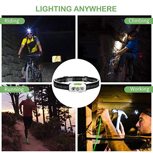HIMETSUYA Headlamp Flashlight, Led Headlamps Rechargeable Headlight [2 Pack] 500 Lumen IPX6 Waterproof With Motion Sensor Mode, for Outdoor, Camping, Running, Hiking -Built-in Battery(2 Pack) - Thumbnail 6