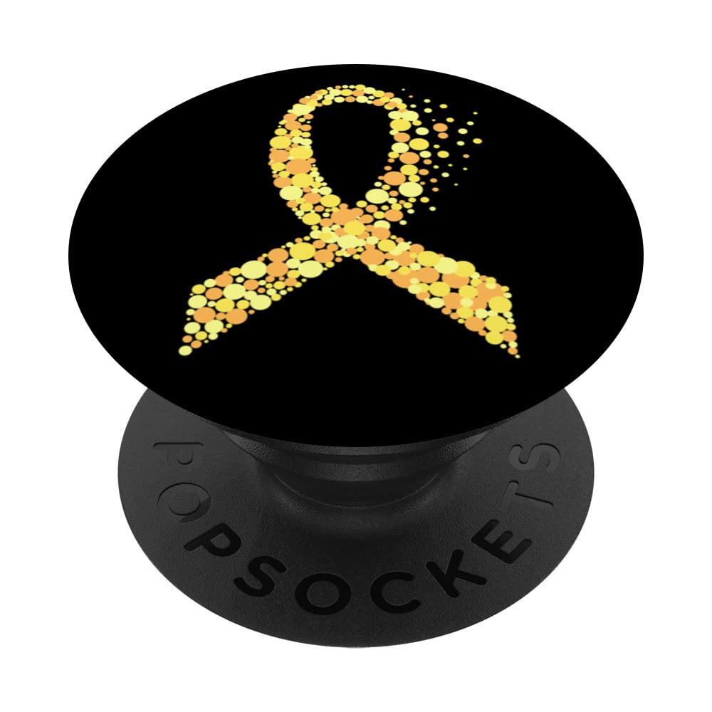 Neuroblastoma Support Yellow Heart Loop Ribbon PopSockets Swappable PopGrip