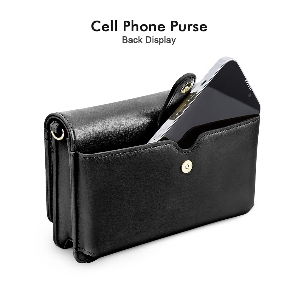 nuoku Crossbody Bag for Women Cellphone Little Purse with Credit Card Slots Lightweight Leather Wristlet Wallet