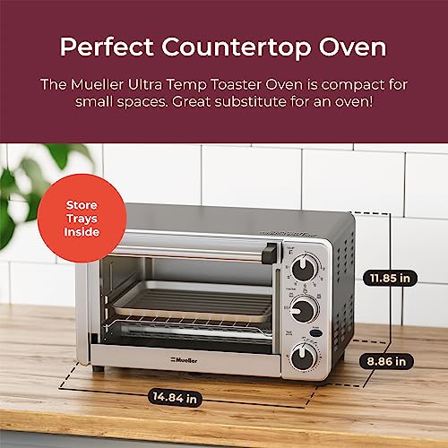 Mueller Toaster Oven with 30 Minute Timer Toast Bake Broiler