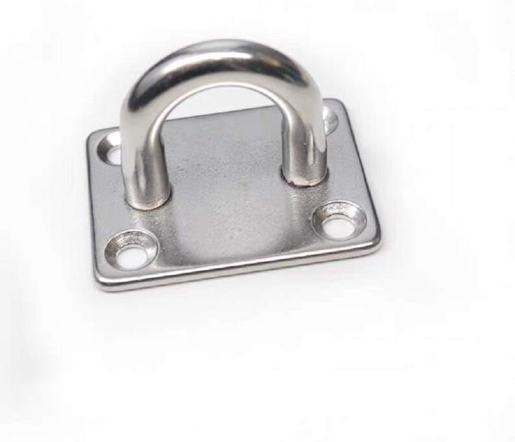 Coriver 4pcs Ceiling Wall Mounted Hook Heavy Duty Anchor Diamond M6 Pad Eye Plate 304 stainless steel cover plate,metal mast plate with eyelet for Swings Hammocks/Boat Rigging/Marine Deck