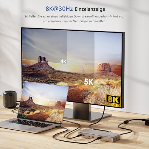 WAVLINK Thunderbolt 4 Dock 98W for MacBook Pro M3/M2/M1 & Windows - 12-in-1 Docking Station with 3x Thunderbolt 4 Ports (40Gbps), Support Single 8K@30Hz or Dual 4K@60Hz, 2.5G Ethernet, 98W PD