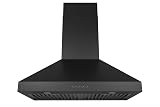 Hauslane Wall Mount Range Hood 30 Inch, Pro Model, Matt Black Stainless Steel Range Hood, Strong Suction, Changeable LED Lamps, 6” Duct or Ductless, Kitchen Hood Vent, Stove Hood Vent