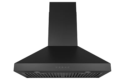Hauslane Wall Mount Range Hood 30 Inch, Pro Model, Matt Black Stainless Steel Range Hood, Strong Suction, Changeable LED Lamps, 6” Duct or Ductless, Kitchen Hood Vent, Stove Hood Vent