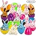 GIGALUMI 12 Pcs Filled Easter Eggs set with 3.94” Assorted Pastel Colorful Plush Bunnies for Easter Basket Stuffers and Easter Egg Hunt Party Favor for Kids!