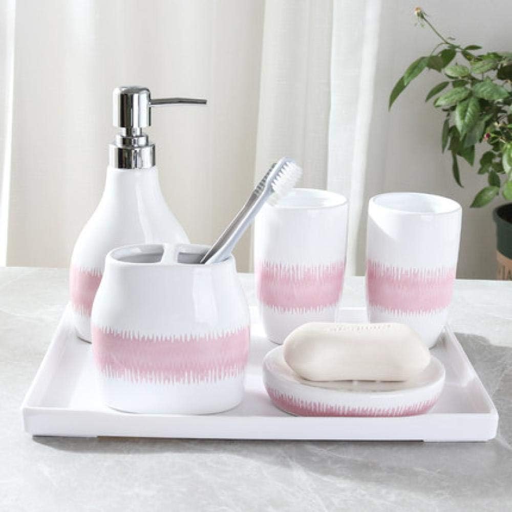 XTFF Bathroom Set Ceramic Accessories Wedding Gift 6Pcs Bathroom Set of Six European