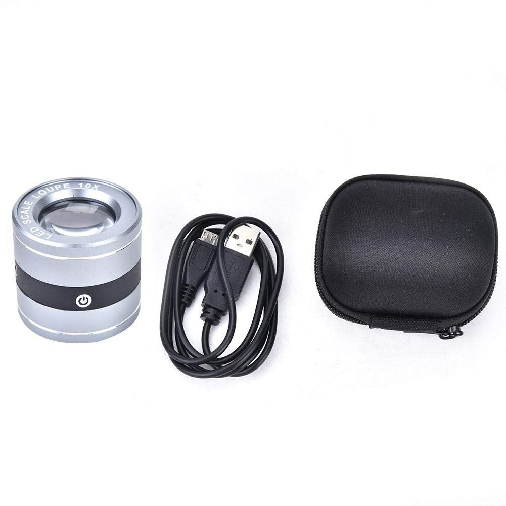 COSIKI LED Magnifier Multi-Function USB Scale Cylinder Handheld Magnifying Glass for Jewelry Identify,Reading,Soldering Repair,Inspection,Coins