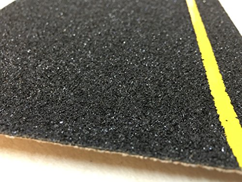Safe Way Traction 6" X 24" Black Anti Slip Stair Tread Non Skid (60-Grit) Safety Tape with Yellow Reflective Stripe 10 Treads Per Pack - Thumbnail 3