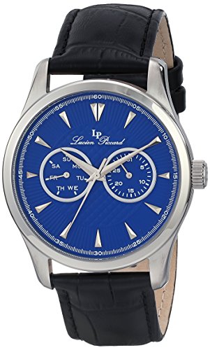 Lucien Piccard Men s LP-12761-03 "Stellar" Stainless Steel Watch with Dark Blue Leather Strap