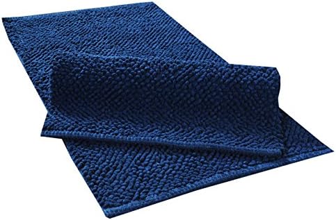 Navy Bath Rugs (ANTI SKID LATEX BACKING) 100% Cotton Tufted Thick Bathmat Size 20 x 32 Inches Machine Washable Easy Care Bathroom Rugs By Trendsetter Homez Popcorn Collection