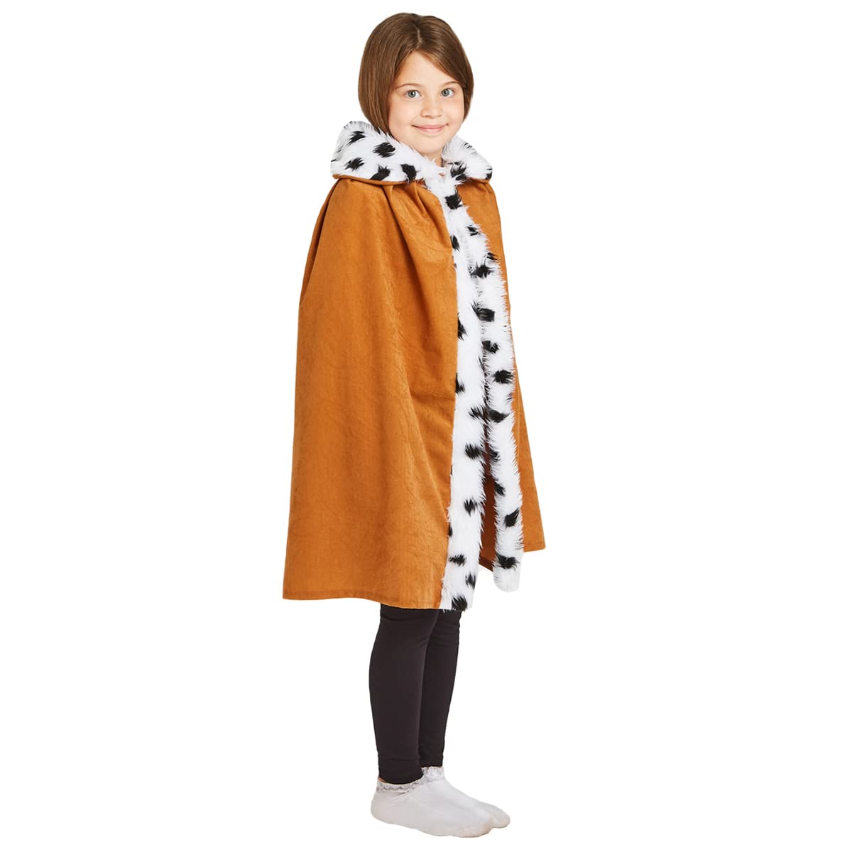 Charlie Crow Brown King/Queen Cloak for Kids. One Size 3-8 years. Fur trim.
