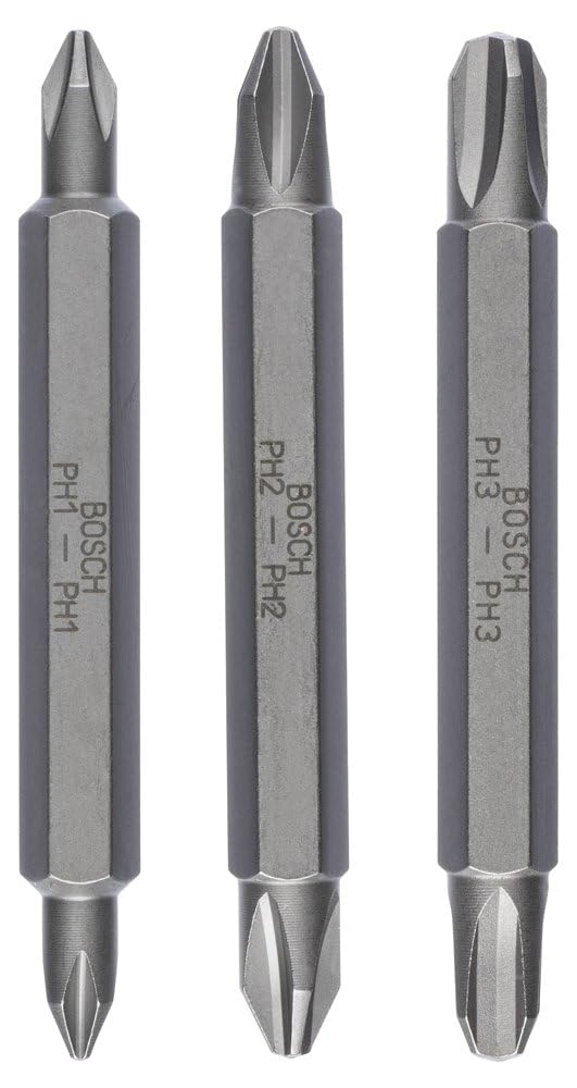 Bosch Accessories 2607001748 Double-Ended Bit Set PH1 / PH2 / PH3 x H 60 mm Set of 3