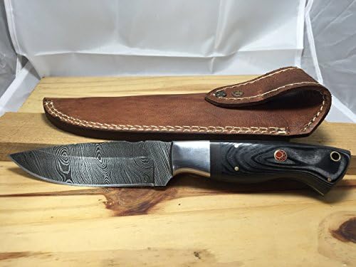 Olympus Blades Handmade Damascus Hunting Knife - Wood &amp; Micarta Handle