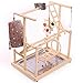 QBLEEV Bird Playground Perch, Parrot Training Stand,Play Gym Tabletop with Nest Stainless Steel Tray & Feeder Cups Dishes,Metal Food Skewer Ladder Swing Toy for Small Birds and Animals Budgies Parakeethumb 2