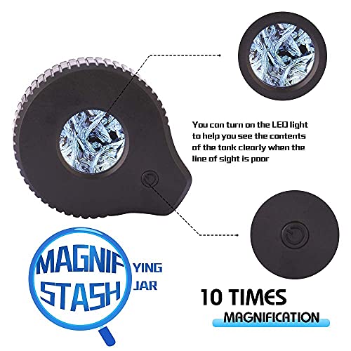 Glass Jar With Magnifying Lid and Light, Honeypuff LightUp LED