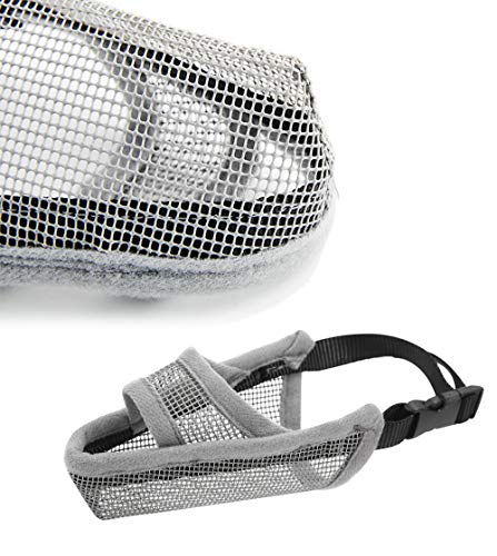 Crazy Felix Nylon Dog Muzzle for Small Medium Large Dogs, Air Mesh Breathable and Drinkable Pet Muzzle for Anti-Biting Anti-Barking Licking (L, Grey) - Thumbnail 3