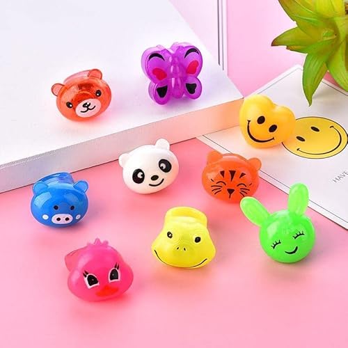 SOFLIY 27 Pcs LED Light Up Ring Colorful Flashing Bumpy Rings Finger Toys  Novelty Glow in the Dark Soft Jell