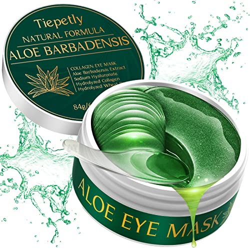 Eye Pads, 60 Pieces Eye Pads, Collagen Eye Pads Against Dark Circles with Aloe Vera, Hyaluronic Acid Eye Mask, Dark Circles Removal, Wrinkles, Eye Bags, Puffiness (Green)