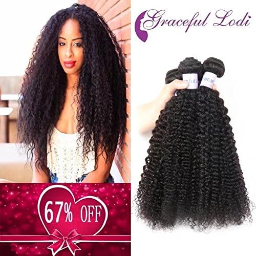 Brazilian Curly Hair Weave 3 Bundles 100% Unprocessed Brazilian Virgin Kinkys Curly Human Hair Extensions Natural Color (10 12 14)