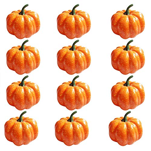 ShellKingdom Artificial Mini Pumpkin for Decoration, Fall Pumpkin for Home/Wedding Thanksgiving/Halloween/Party Decoration 12 PCS(Orange)