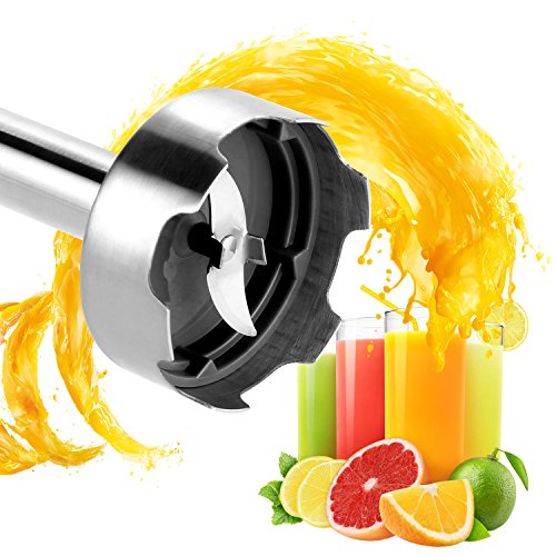 Hand Immersion Blender 5-Speed Control 330 Watt Stainless Steel 4-in-1 Multifunctional Mixer with Chopper, Whisk, Blender Jar, Beaker Attachment for Fruit Baby Food Sauce and Smoothies Black