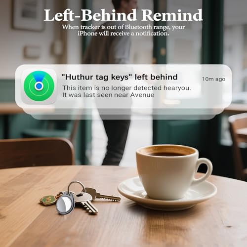 QCOQ Air Tags 4 Pack, Smart Key Finder Work with Find My (iOS Only), 100dB Bluetooth Tracker, Smart Tag with Keychain/Lanyard, Item Finder for Luggage/Key/Suitcases, Replaceable Battery