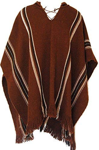 Terrapin Trading Fair Trade Mens Alpaca Wool Woollen Poncho Cape from Bolivia (Brown)