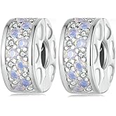 MEETCCY 2pc Clip Spacer Charms Bracelets for Women 925 Sterling Silver Blue White Crystal Clip Lock Spacer Stopper Charm Bead for Bracelet
