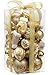 Sea Team 50-Pack Assorted Shatterproof Christmas Ball Ornaments Set Decorative Baubles Pendants with Premium Gift Wrapping Ribbon for Xmas Tree (Gold)