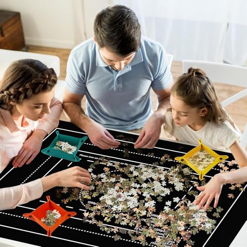 Porta Puzzle, Porta Quebra Cabeça 1000 1500 2000 3000 Peças, Tapete Quebra Cabeça Enrolável, com 4 Separador de Peças Quebra Cabeça e Bolsa de Armazenamento Portátil (Cinza)