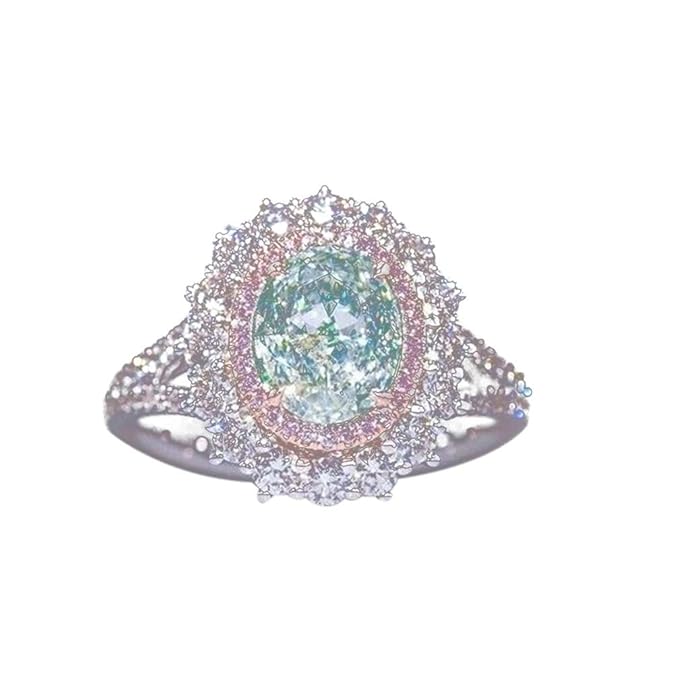 BUHBU Sparking Smaragd Ring mit natürlichem grünem Kristallstein für Frauen Engagement Hochzeit Frauen Ringe (Grün 6#)