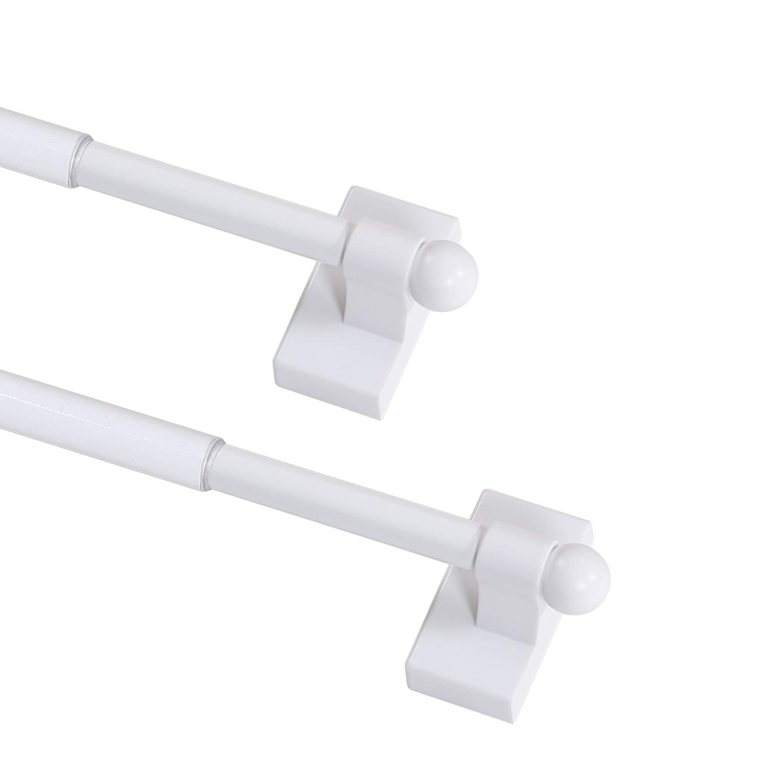 Photo 1 of Magnetic Curtain Rods for Metal Doors Multi-Use Curtain Rods for Small Windows Cafe Sidelight and Iron Steel Places, 1/2 Inch Diameter, Tool Free (2 Pack, Adjust from 9 to 16 Inch, White)
