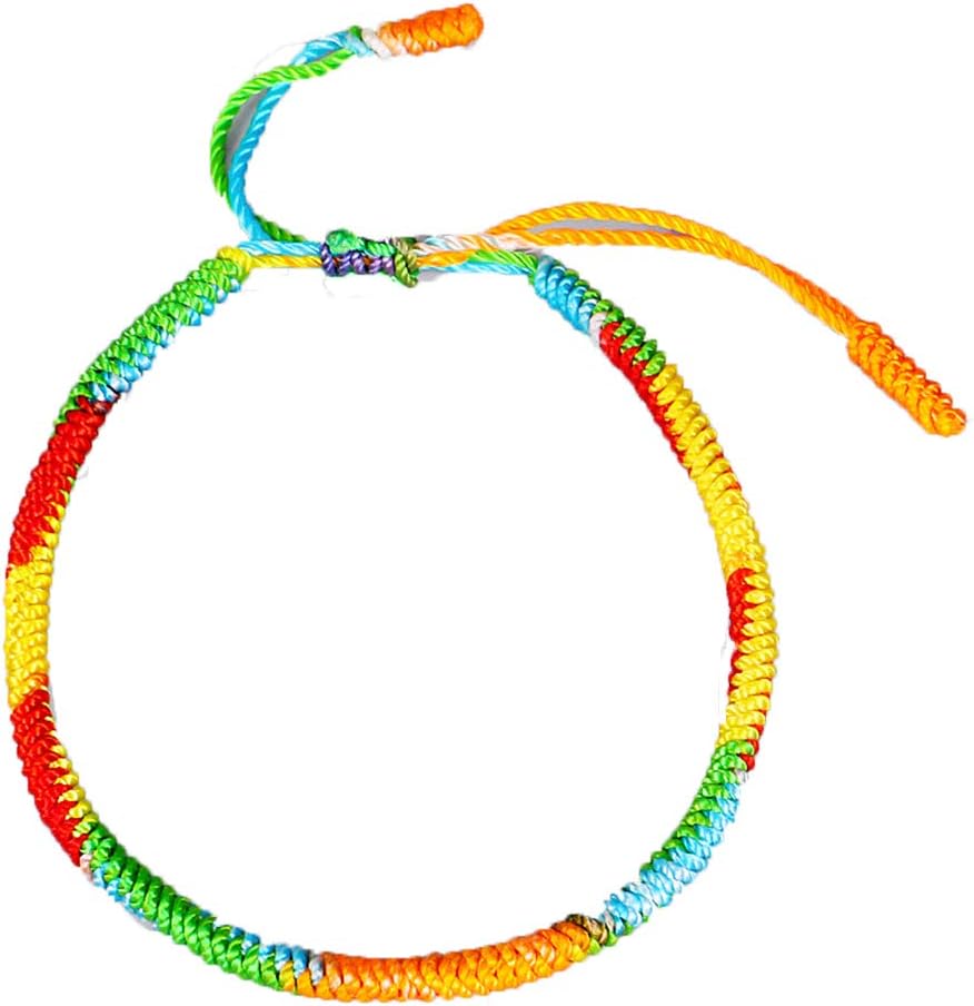 QCQHDU Tibetan Lucky Handmade Rope Bracelets for Men Women Friendship Braided Wish Rope Knot Bracelet