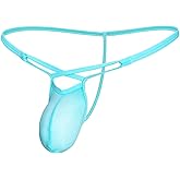 Gogobear Men's Sexy Low Rise Bikini Thong Stretchy Spaghetti Strap Cutout Underwear