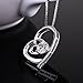 J.Rosée Necklace, 925 Sterling Silver 3A Cubic Zirconia Pendant Necklace Fine Jewelry with Exquisite Package Two Loving Hearts, 18