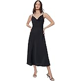 Floerns Women's Spaghetti Strap Cowl Neck Long Slip Satin Silk Midi Dress