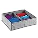 InterDesign Aldo Fabric Dresser drawer Storage Organizer for Underwear, Socks, Bras, Tights, Leggings - Large, 2 Compartments, Gray