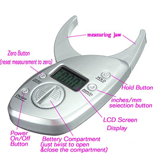 Qiorange Digital High Quality Display LCD Body Fat Caliper Skin Fold Analyzer