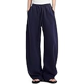 FACDIBY Womens Barrel Sweatpants Fleece Lined Wide Leg Sweat Pants Cotton Elastic Waisted Trousers with Pockets