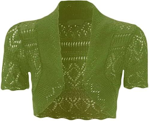 RM Fashions Girls Crochet Bolero Shrug Kids Knitted Short Sleeve Cardigan New Age 2-13 Years