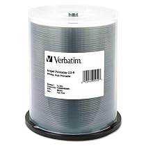 Verbatim 700MB 52x 80 Minute White Inkjet and Hub Printable Recordable Disc CD-R, 100-Disc Spindle 95252