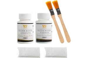 YONGBO Gilding Adhesive Kit, Gold Leaf Glue Adhesive and Water Based Varnish for Craft Supplier, Resin Art, Furniture Decoration, Wall, Ceiling (2 Brushes + 2 Gloves)