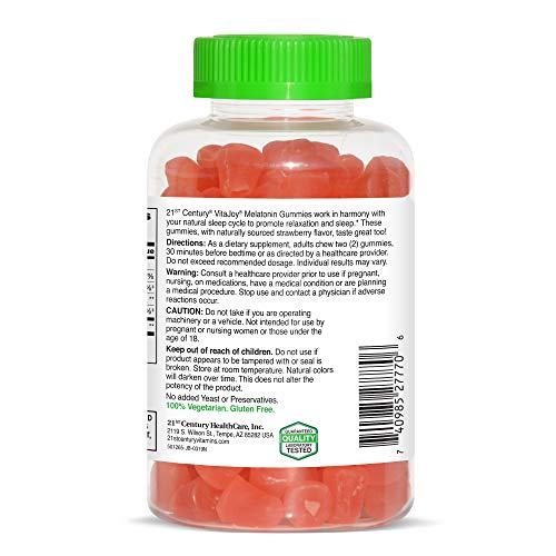 21st Century Vitajoy Melatonin Gummies, Multi, Strawberry, 120 Count