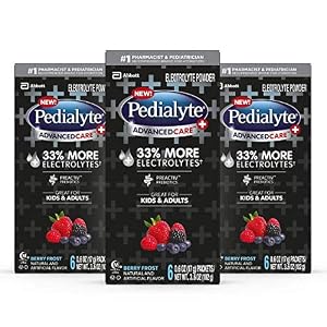 Image of Pedialyte AdvancedCare Plus Electrolyte Powder, with 33% More Electrolytes and  PreActiv Prebiotics, Berry Frost, Electrolyte Drink Powder Packets, 0.6 oz (18 Count)