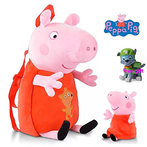 Peppa Pig 2pcs/lot Plush backpack Peppa bag16.5 & Peppa plush doll 7.5"(19 cm)