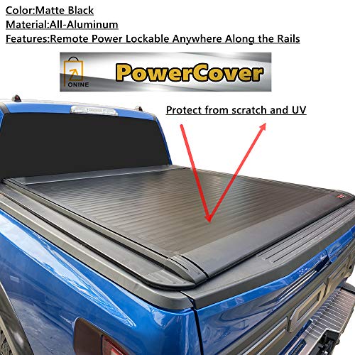 Electric Power Retractable Truck Bed Tonneau Cover Matte Black Custom